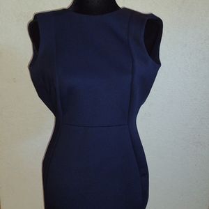 Pre loved Calvin Klein Navy Blue Column dress. Back zip. 2